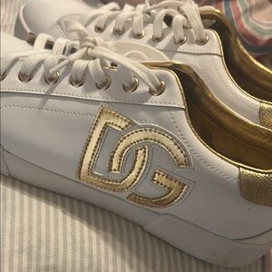 Dolce & Gabbana White and Gold Women's Sneakers